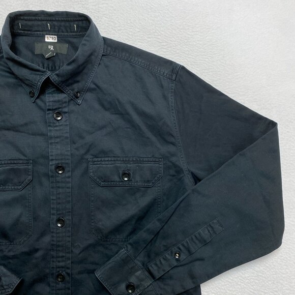 Banana Republic Shirt Jacket Mens M Black Chest Pocket Button Up - Picture 1 of 12
